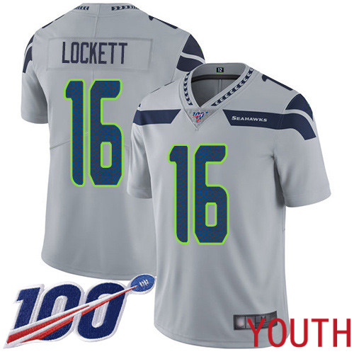 Seattle Seahawks Limited Grey Youth Tyler Lockett Alternate Jersey NFL Football 16 100th Season Vapor Untouchable